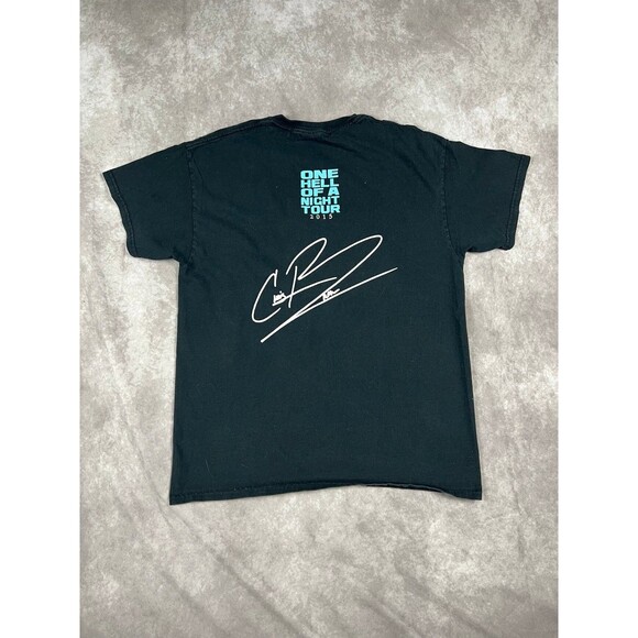 Chris Brown Concert T Shirt One Hell Of A Nite Tour 2015 L Double Sided - Picture 2 of 7